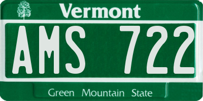 VT license plate AMS722