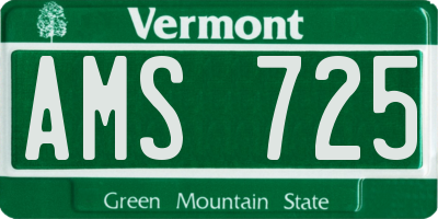 VT license plate AMS725