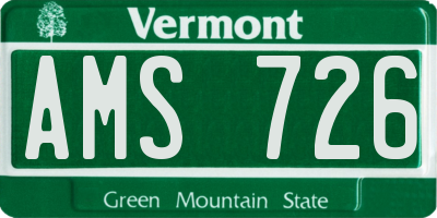 VT license plate AMS726