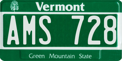 VT license plate AMS728