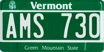 VT license plate AMS730