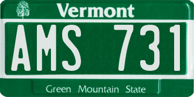 VT license plate AMS731