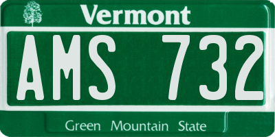 VT license plate AMS732