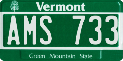 VT license plate AMS733