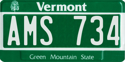 VT license plate AMS734