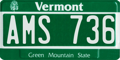 VT license plate AMS736