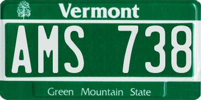 VT license plate AMS738