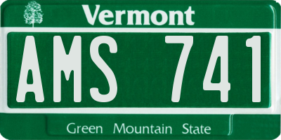 VT license plate AMS741