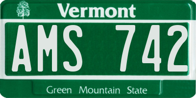 VT license plate AMS742