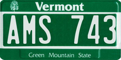 VT license plate AMS743
