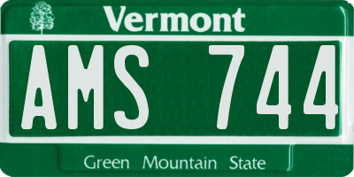 VT license plate AMS744