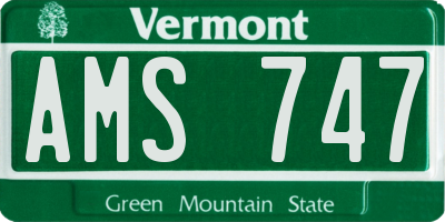 VT license plate AMS747