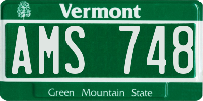 VT license plate AMS748