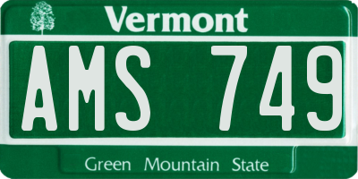 VT license plate AMS749