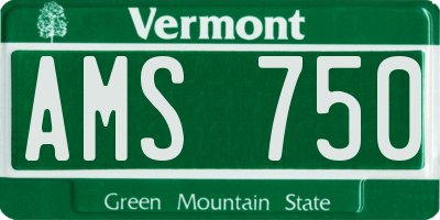 VT license plate AMS750