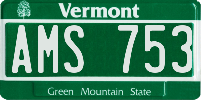 VT license plate AMS753