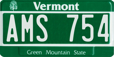 VT license plate AMS754