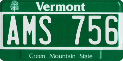 VT license plate AMS756