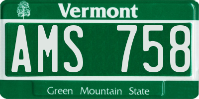 VT license plate AMS758