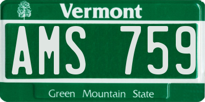 VT license plate AMS759