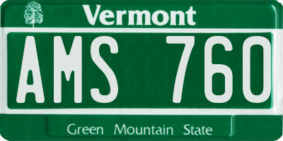 VT license plate AMS760