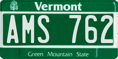 VT license plate AMS762