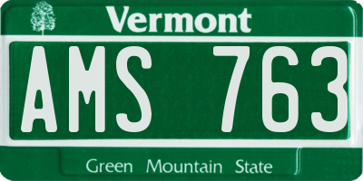 VT license plate AMS763