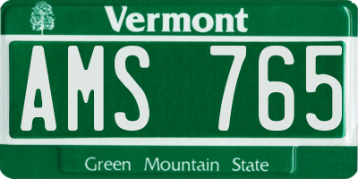 VT license plate AMS765