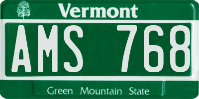 VT license plate AMS768