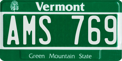 VT license plate AMS769