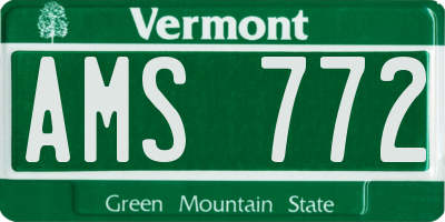 VT license plate AMS772