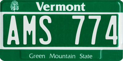 VT license plate AMS774