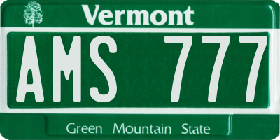 VT license plate AMS777
