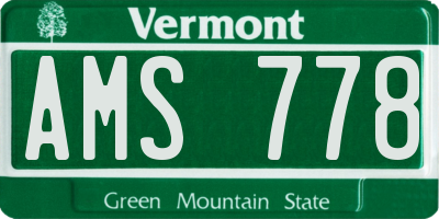 VT license plate AMS778