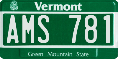 VT license plate AMS781