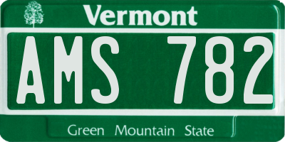 VT license plate AMS782