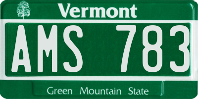VT license plate AMS783