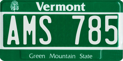 VT license plate AMS785