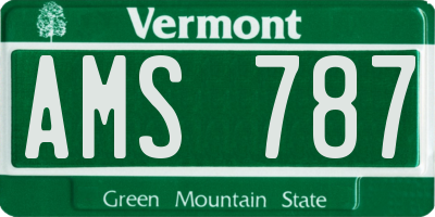 VT license plate AMS787