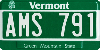 VT license plate AMS791