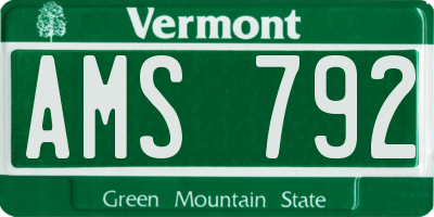 VT license plate AMS792