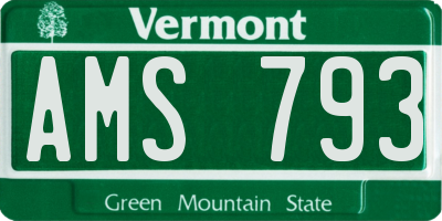 VT license plate AMS793