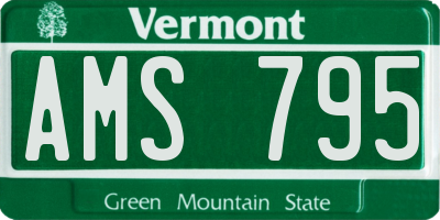 VT license plate AMS795