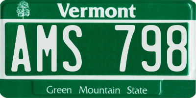 VT license plate AMS798