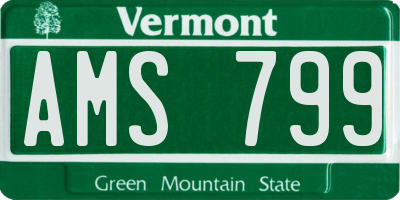 VT license plate AMS799