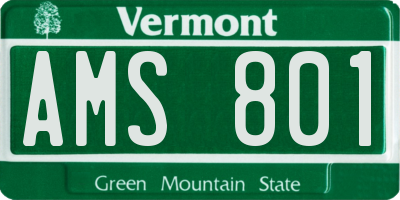 VT license plate AMS801