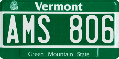 VT license plate AMS806