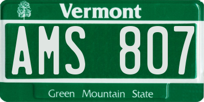 VT license plate AMS807