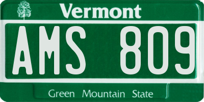 VT license plate AMS809