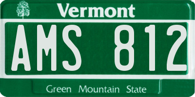 VT license plate AMS812